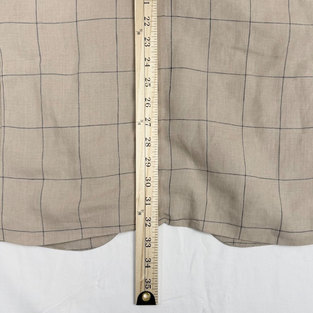 Lands End Sport Coat Blazer Tan Window Pane 100% Linen Country Club - Picture 15 of 15